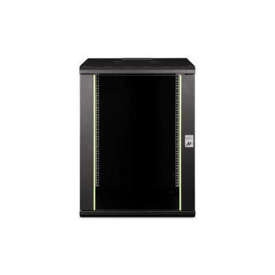 17. Szafa sieciowa wisząca Unique 19" 16U rack 600x600, drzwi szyba, czarny, niedzielona, złożona, 100kg