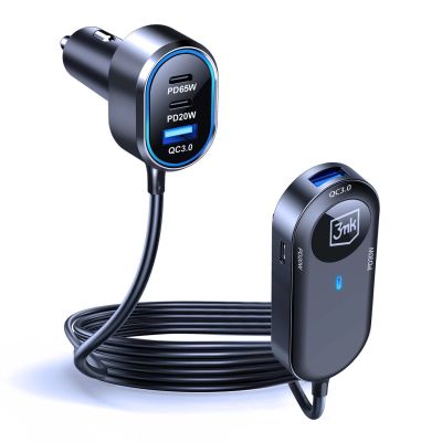 2. Ładowarka samochodowa 3mk Double Car Charger 135W PD QC PPS USB-C USB-A - czarna