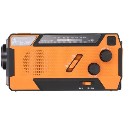 51. Extralink RADIO AWARYJNE SOLARNE Z KORBKA DYNAMO POWERBANK 4000MAH Z LATARKA SOS SR-4000 Przenośny Analogowy Czarny, Pomarańczowy