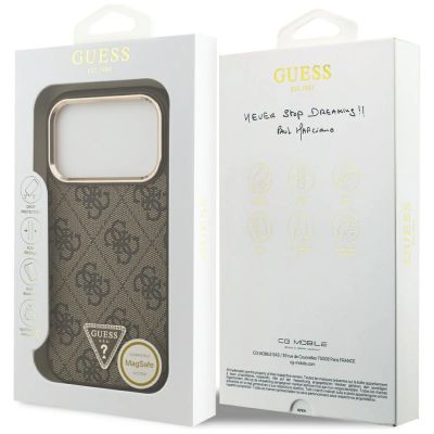 8. Etui Guess 4G Triangle Logo MagSafe na iPhone 17 Pro / 18 Pro - brązowe