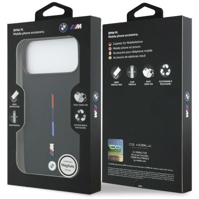 8. Etui BMW M Silicon Tricolor Line MagSafe na iPhone 17 Pro Max - czarne