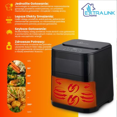 17. Extralink HOME AIR FRYER 5.2L EU SJ-520 frytkownica Pojedyńczy 5,2 l Frytkownica na gorące powietrze Czarny