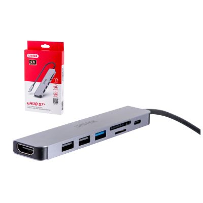 14. UNITEK HUB USB-C 7W1, HDMI 4K, PD 100W, 5GBPS, ALU