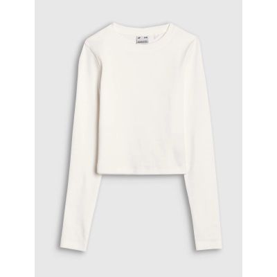 4. Longsleeve slim crop top gładki dziewczęcy 4F 4FJWSS25TLONF430-11S