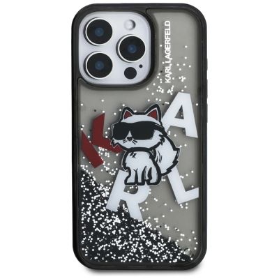 3. Etui Karl Lagerfeld Liquid Glitter Choupette Logo na iPhone 16 Pro - czarne