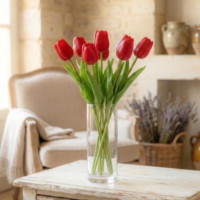 5. TULIPAN CZERWONY 31CM JAK ŻYWY DEKORACJA WIOSENNA