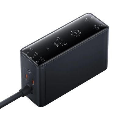 4. Ładowarka sieciowa Baseus Digital GaN 3xUSB-C 1xUSB-A 240W z kablem zasilającym - czarna