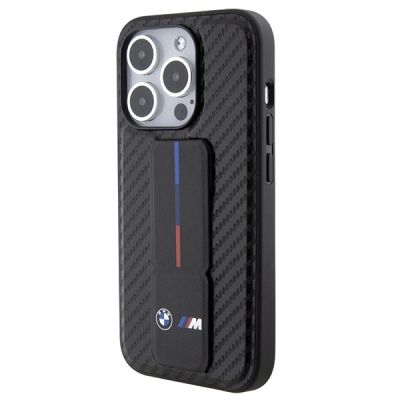 3. Etui BMW Grip Stand Smooth & Carbon na iPhone 15 Pro - czarne