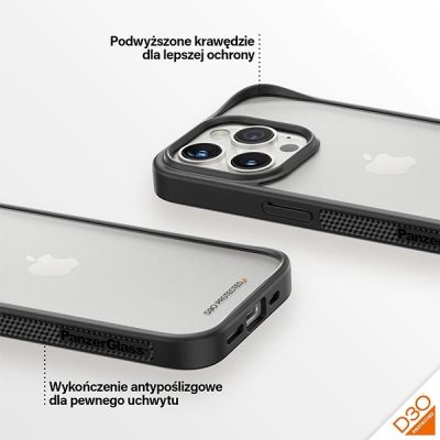 4. Etui PanzerGlass ClearCase na iPhone 15 Pro z certyfikatem Military Grade - przezroczysto-czarne
