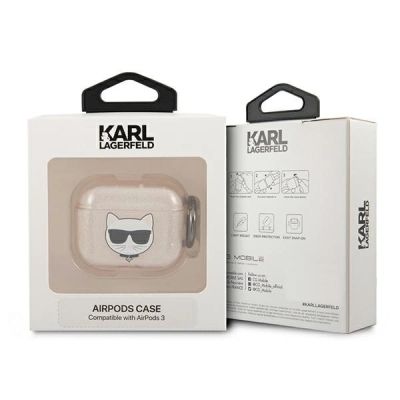 3. Etui Karl Lagerfeld Glitter Choupette na AirPods 3 - złote