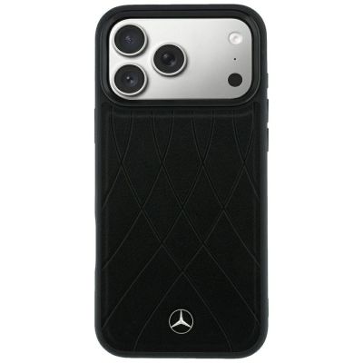 3. Etui Mercedes Leather Crossed Lines MagSafe na iPhone 17 Pro Max / 18 Pro Max - czarne