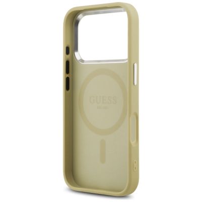 7. Etui Guess Glitter Triangle Logo MagSafe na iPhone 17 Pro - złote