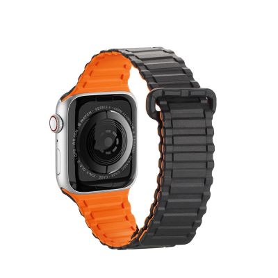 2. Pasek Dux Ducis Strap (Armor Version) do Apple Watch SE/9/8/7/6/5/4/3/2/1 (41/40/38mm) magnetyczny - czarno-pomarańczowy