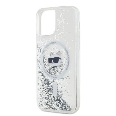 6. Etui Karl Lagerfeld Liquid Glitter Choupette Head MagSafe na iPhone 12 / 12 Pro - przezroczyste