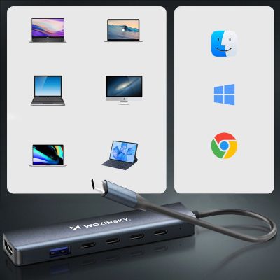 6. Hub USB-C 6 w 1 Wozinsky WHBC10Y4S wielofunkcyjny, aluminiowy, z kablem 15 cm - szary