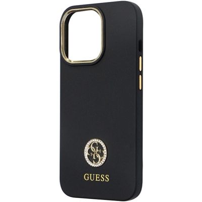 6. Etui Guess 4G Silicone Logo Strass na iPhone 13 Pro Max - czarne