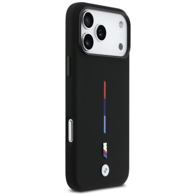4. Etui BMW M Silicon Tricolor Line MagSafe na iPhone 17 Pro Max - czarne