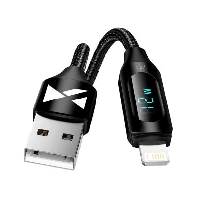 2. Kabel USB-A - Lightning Wozinsky WUALC2 z wyświetlaczem LED 2.4A 2m  - czarny