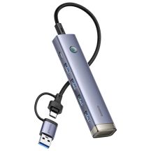 Hub USB-A/USB-C Baseus UltraJoy Series 4xUSB-A 3.0 1xUSB-C 5V - szary