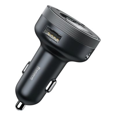 2. Baseus Enjoy transmiter FM ładowarka samochodowa LED 2x USB / 3,5mm jack bezprzewodowy odtwarzacz MP3 Bluetooth 5.0 3.4A czarny (CCLH-01)