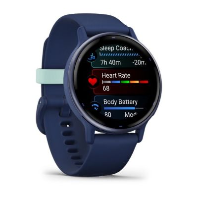3. Garmin Vivoactive 5 3,05 cm (1.2") AMOLED 42 mm Cyfrowy 390 x 390 px Ekran dotykowy Niebieski Wi-Fi GPS