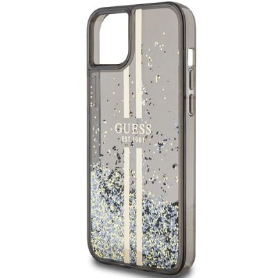 6. Etui Guess Liquid Glitter Gold Stripes na iPhone 15 Plus / 14 Plus - czarne