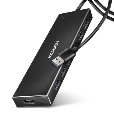 2. Axagon HUE-F7A 7x USB 3.2 Gen 1 ALU FLAT hub micro power IN 1m USB-A USB 3.2 Gen 1 (3.1 Gen 1) Type-A 5000 Mbit/s Czarny