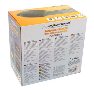 10. Opiekacz do kanapek Esperanza Portabella EKT006K (700W; kolor czarny)