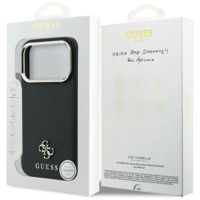 8. Etui Guess Saffiano Small 4G & Classic Logo MagSafe na iPhone 17 Pro Max / 18 Pro Max - czarne