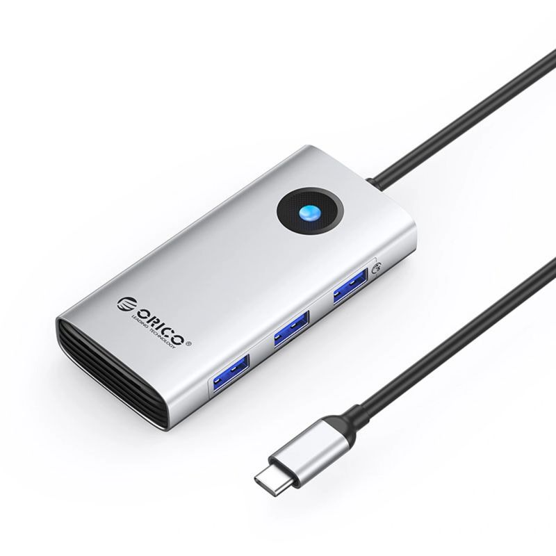 Stacja dokująca USB-C Orico PW11 6w1 3x USB-A 3.0 1x USB-C PD 100 W 1x HDMI 4K 30Hz 1x RJ45 2.5G Ethernet - srebrna