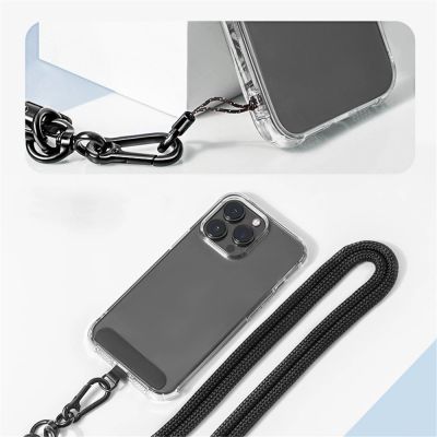 4. Smycz do telefonu na szyję i ramię 120 cm z metalową klamrą - czarna