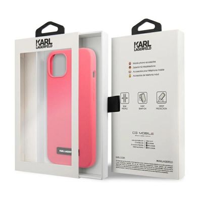 8. Etui Karl Lagerfeld Silicone Plaque na iPhone 13 - fuksjowy