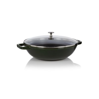 2. Wok żeliwny z pokrywką Staub - 30 cm, Czarny