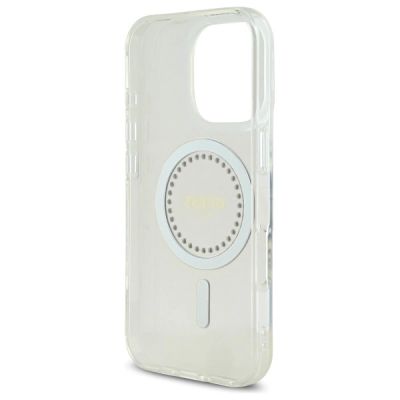 7. Etui Guess IML Rhinestones MagSafe na iPhone 16 Pro Max - białe