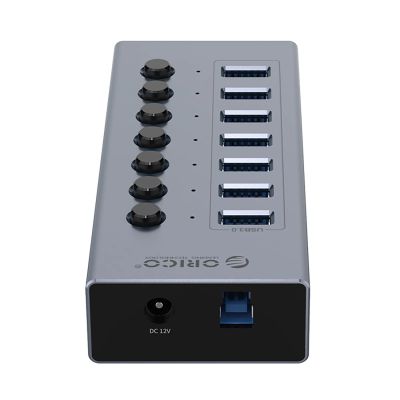 3. Hub Orico BT2U3-7AB 7x USB-A 3.0 z włącznikami - szary