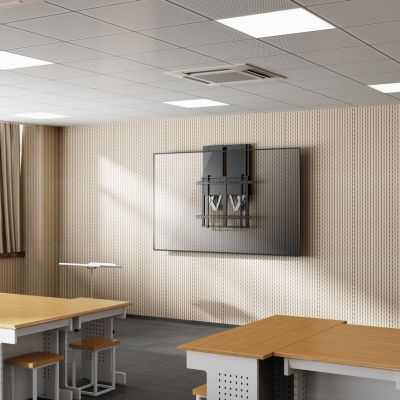 8. Wyposażenie - wspornik - góra-dół - do telewizora - interaktywny - plastik, stal nierdzewna, aluminium - (55"-86") - montaż na ścianie