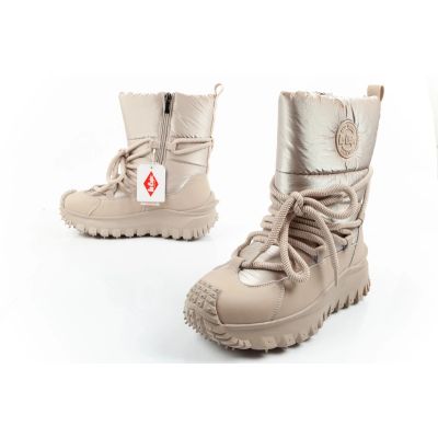 8. Lee Cooper buty sportowe damskie zimowe trekkingowe ocieplane beżowe skóra naturalna