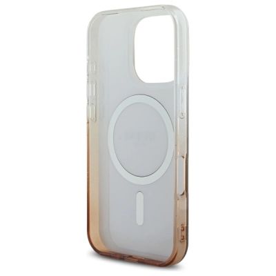 7. Etui Guess IML Glitter Gradient MagSafe na iPhone 16 Pro - brązowe