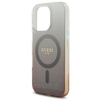 6. Etui Guess IML Glitter Gradient MagSafe na iPhone 16 Pro - brązowe