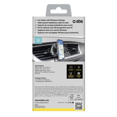 2. Uchwyt na smartfona z ładowarką indukcyjną SBS TESUPFANWIR15W 15W na kratkę nawiewu, z chłodzeniem - czarna