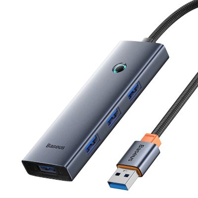 Hub USB-A Baseus UltraJoy Series 4xUSB-A 3.0 1xUSB-C 5V 50cm - szary