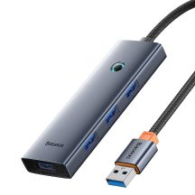 Hub USB-A Baseus UltraJoy Series 4xUSB-A 3.0 1xUSB-C 5V 50cm - szary