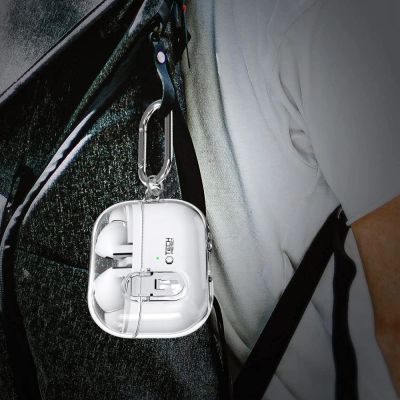 8. Etui Tech-Protect FlexAir z karabińczykiem na Samsung Galaxy Buds 3 / 3 Pro - przezroczyste