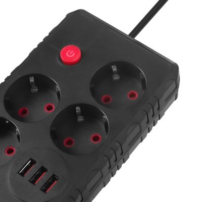 6. MACLEAN LISTWA ZASILAJĄCA, PRZEDŁUŻACZ 4 GNIAZDA + 3XUSB, 110-240V AC 50/60HZ, 2.1A MAX 2500W, 1,5M, CZARNA MCE392 B