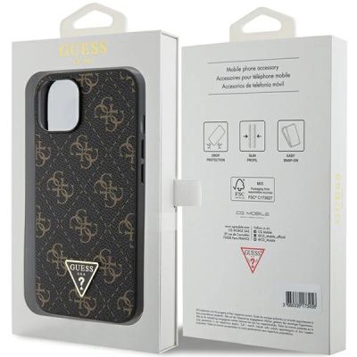 8. Etui Guess 4G Triangle Metal Logo na iPhone 14 / 15 / 13 - czarne