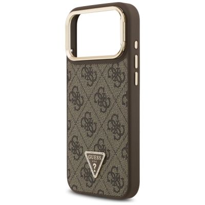 6. Etui Guess 4G PU Triangle Logo & Stand Camera Magsafe na iPhone 17 Pro Max - brązowe