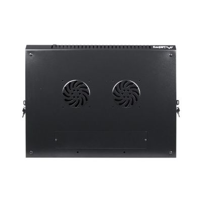 5. Szafa rack Lanberg WF01-6412-10B (12U; 635mm / 600mm / 450 mm; wisząca; Szklane; 19''; kolor czarny)