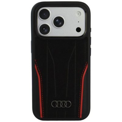 Etui Audi R8 Genuine Leather MagSafe na iPhone 18 Pro / 17 Pro - czarno-czerwone