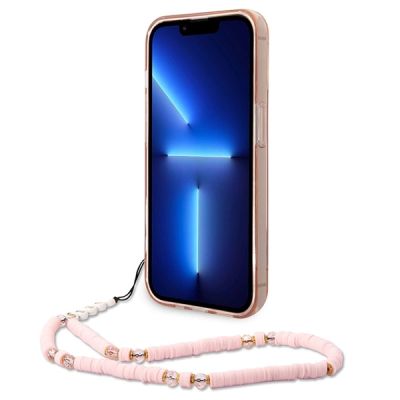 4. Etui Guess Translucent Pearl Strap na iPhone 14 Pro - różowe