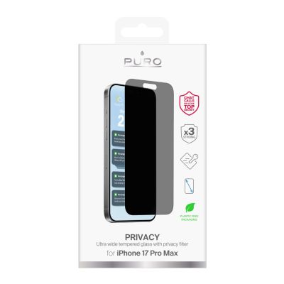 2. Szkło hartowane Puro Privacy prywatyzujące na iPhone 17 Pro Max